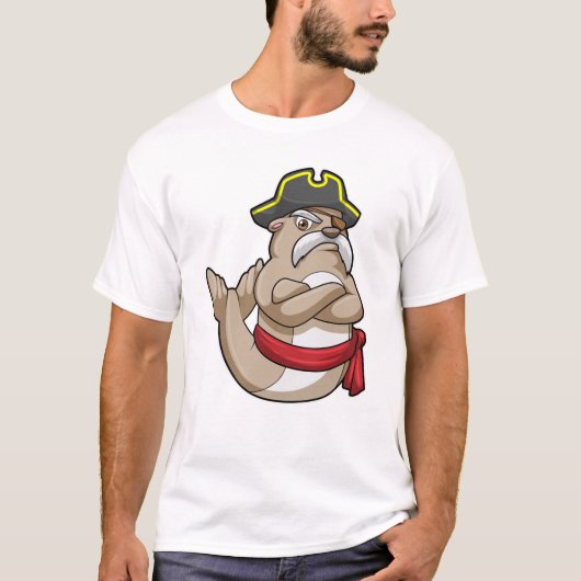 Siegel als Pirate mit Piratenhut T-Shirt (Vorderseite)