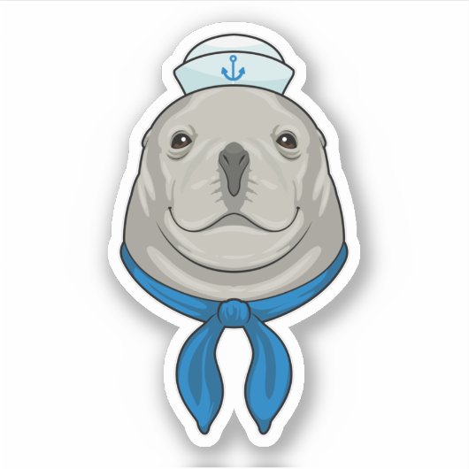 Siegel als Seemann mit Sailor-Hut Aufkleber (Vorderseite)