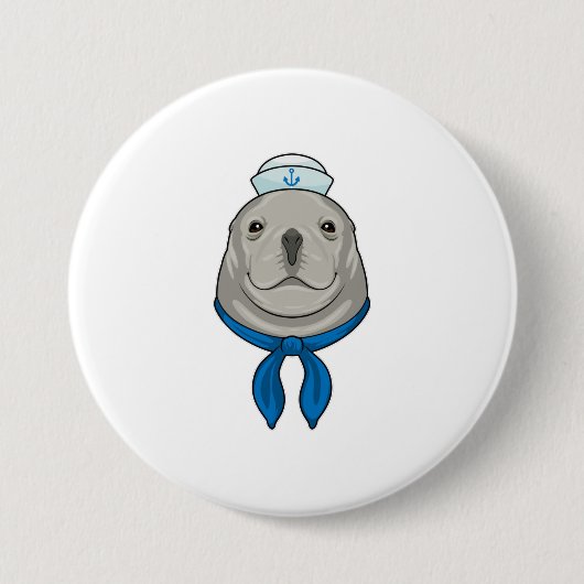Siegel als Seemann mit Sailor-Hut Button (Vorderseite)