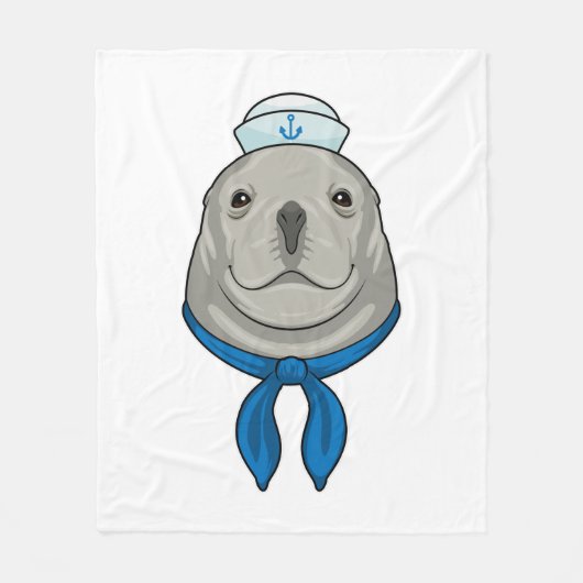 Siegel als Seemann mit Sailor-Hut Fleecedecke (Vorderseite)