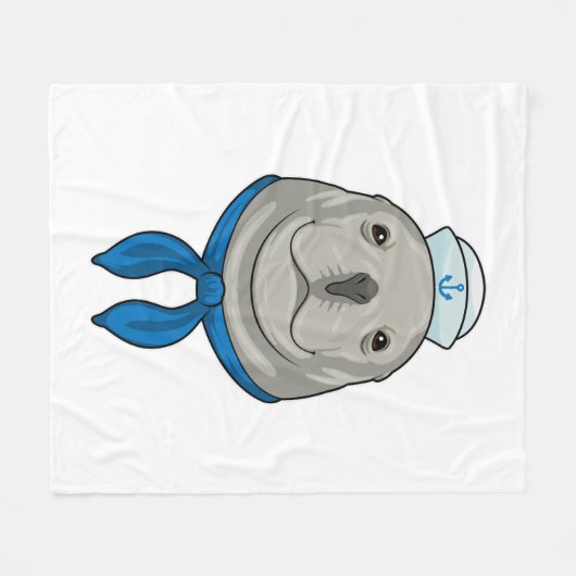 Siegel als Seemann mit Sailor-Hut Fleecedecke (Vorderseite (Horizontal))