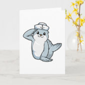 Siegel als Seemann mit Sailor-Hut Karte (Gelbe Blume)