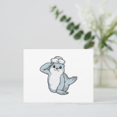 Siegel als Seemann mit Sailor-Hut Postkarte (Stehend Vorderseite)