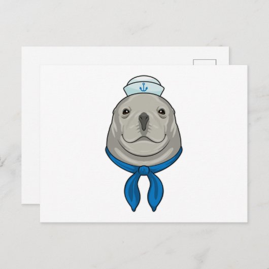 Siegel als Seemann mit Sailor-Hut Postkarte (Vorne/Hinten)