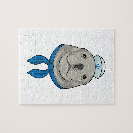Siegel als Seemann mit Sailor-Hut Puzzle (Horizontal)