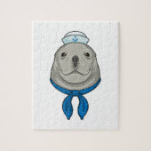 Siegel als Seemann mit Sailor-Hut Puzzle (Vertikal)