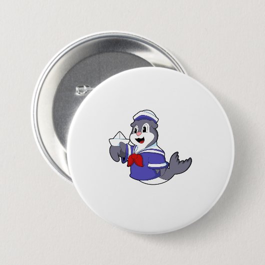 Siegel als Seemann mit Schiff Button (Vorne & Hinten)