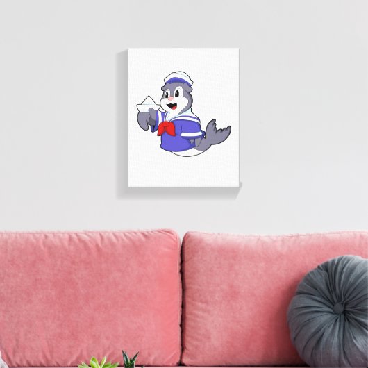 Siegel als Seemann mit Schiff Leinwanddruck (Insitu (Wohnzimmer))