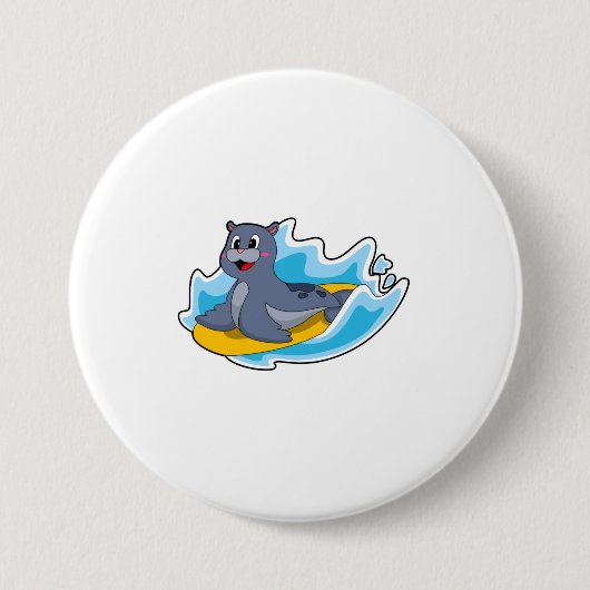 Siegel als Surfer mit Surfbrett Button (Vorderseite)