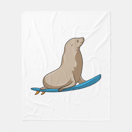 Siegel als Surfer mit Surfbrett Fleecedecke (Vorderseite)