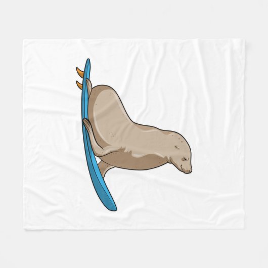 Siegel als Surfer mit Surfbrett Fleecedecke (Vorderseite (Horizontal))