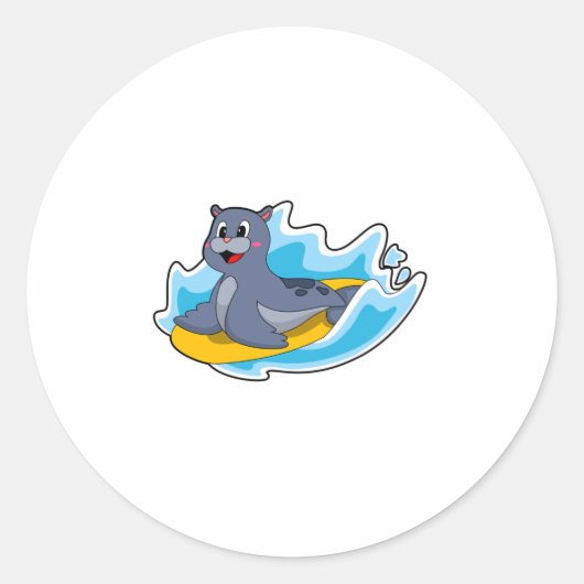 Siegel als Surfer mit Surfbrett Runder Aufkleber (Vorderseite)