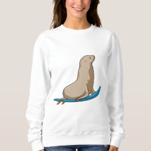 Siegel als Surfer mit Surfbrett Sweatshirt