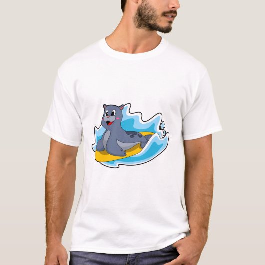 Siegel als Surfer mit Surfbrett T-Shirt (Vorderseite)