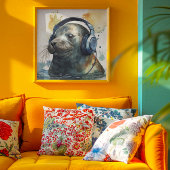 Siegel auf Kopfhörern Poster