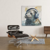 Siegel auf Kopfhörern Poster