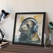 Siegel auf Kopfhörern Poster