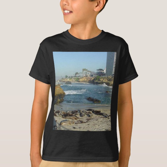 Siegel auf Sand in La- Jollabucht T-Shirt (Vorderseite)