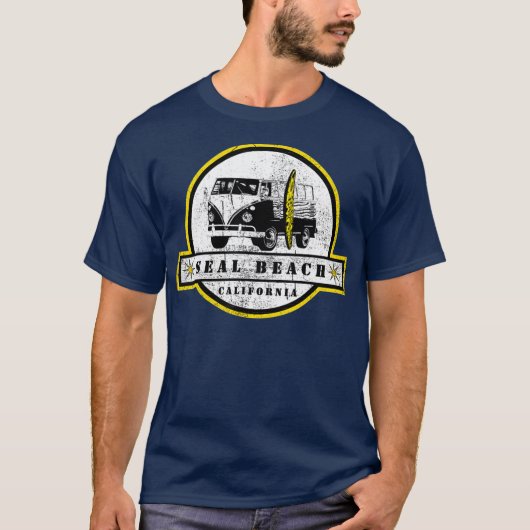 Siegel Beach California Hippie Van Surfer T-Shirt (Vorderseite)