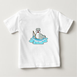 Siegel beim Angeln mit Angelrute Baby T-shirt
