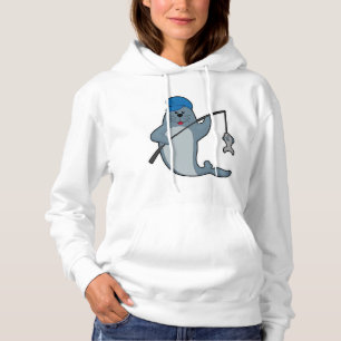 Siegel beim Angeln mit Angelrute & Fisch Hoodie