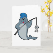 Siegel beim Angeln mit Angelrute & Fisch Karte (Gelbe Blume)