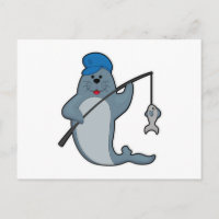 Siegel beim Angeln mit Angelrute & Fisch