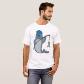 Siegel beim Angeln mit Angelrute & Fisch T-Shirt (Vorne ganz)