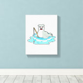 Siegel beim Angeln mit Angelrute Leinwanddruck (Insitu (Holzboden))