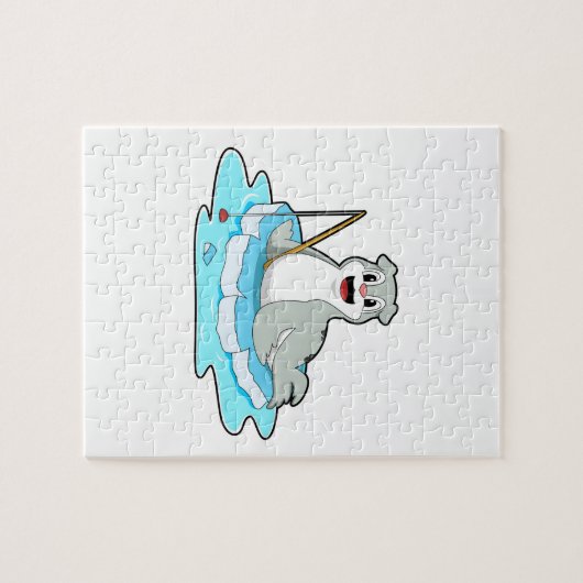 Siegel beim Angeln mit Angelrute Puzzle (Horizontal)