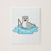 Siegel beim Angeln mit Angelrute Puzzle (Vertikal)