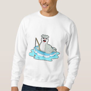 Siegel beim Angeln mit Angelrute Sweatshirt