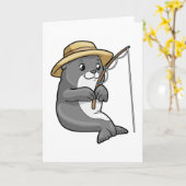 Siegel beim Angeln mit Angelstab & Hut Karte (Gelbe Blume)