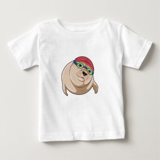 Siegel beim Baden mit Schwimmbrille Baby T-shirt (Vorderseite)