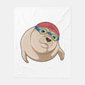 Siegel beim Baden mit Schwimmbrille Fleecedecke (Vorderseite)