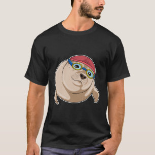 Siegel beim Baden mit Schwimmbrille T-Shirt