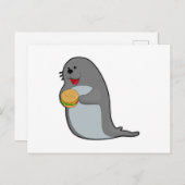 Siegel beim Essen mit Burger Postkarte (Vorne/Hinten)