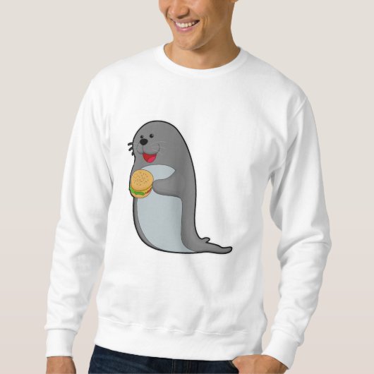 Siegel beim Essen mit Burger Sweatshirt (Vorderseite)