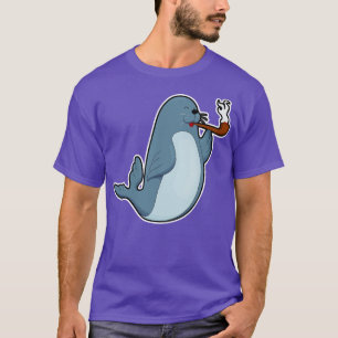 Siegel beim Rauchen mit Rohre T-Shirt