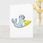 Siegel beim Surfen mit Surfbrett Karte (Gelbe Blume)