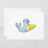 Siegel beim Surfen mit Surfbrett Postkarte (Vorne/Hinten)