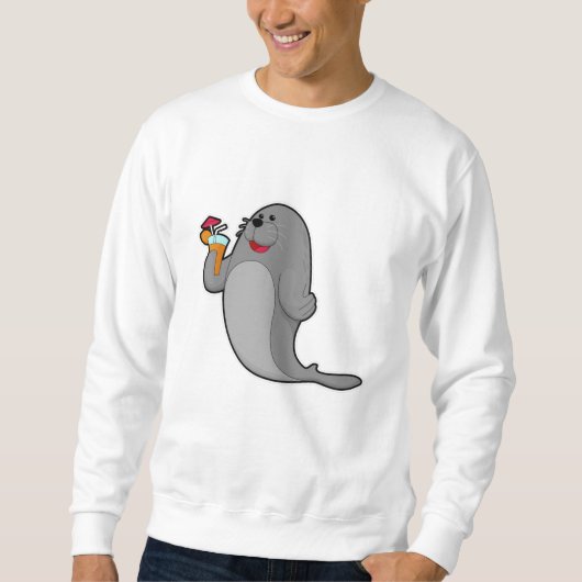 Siegel beim Trinken mit Saft Sweatshirt (Vorderseite)