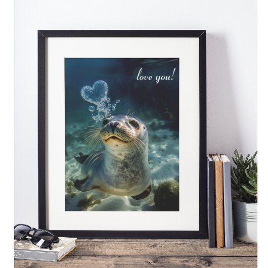 Siegel bläst Herzblasen Poster