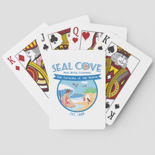 Siegel Cove spielt Karten. Spielkarten (Rückseite)