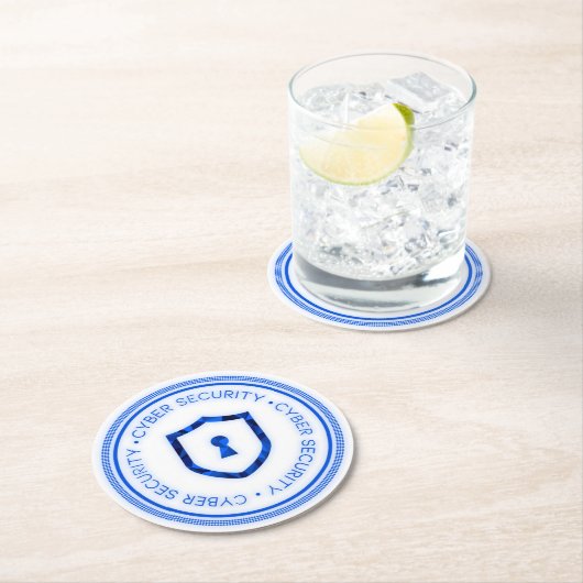 SIEGEL "CYBER SECURITY ABZEICHEN" RUNDER PAPPUNTERSETZER (Vor Ort)