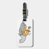 Siegel, das Saxophon spielt Gepäckanhänger (Vorderseite vertikal)