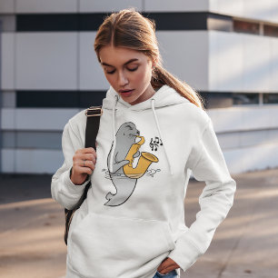 Siegel, das Saxophon spielt Hoodie