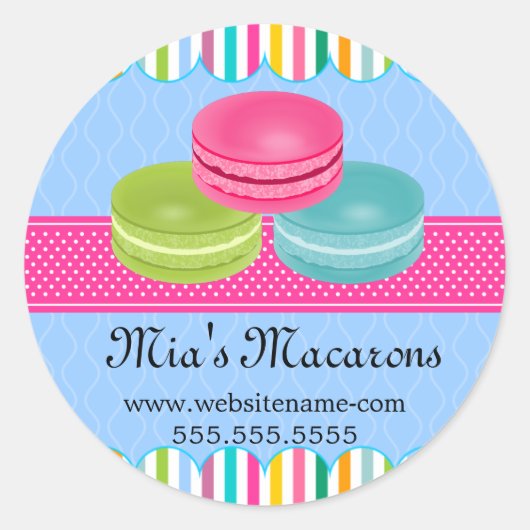 Siegel der farbenfrohen Macaron Bäckerei Box Runder Aufkleber (Vorderseite)