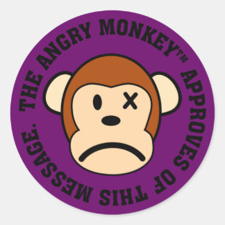 Siegel der Genehmigung: Meldung von Angry Monkey Runder Aufkleber