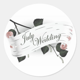Siegel der Hochzeit Juli : Blätter der Saison: Runder Aufkleber